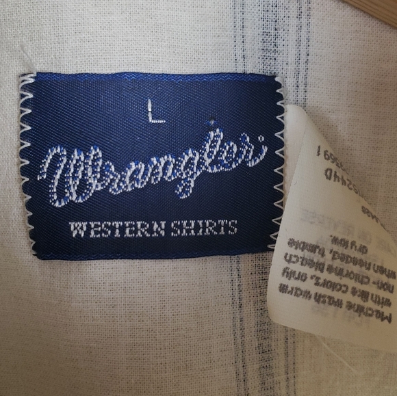 Vintage Wrangler Cream Black Casual Button Down Shirt. Short Sleeve. LG. B0018 - Picture 7 of 9
